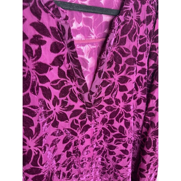 Torrid Blouse Womens 3X Purple Velvet Burnout Floral Long Sleeve Bohemian Top - Picture 2 of 6